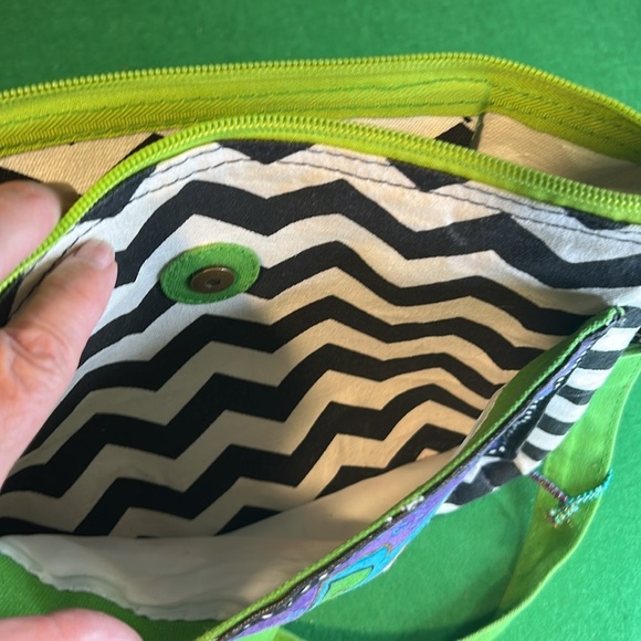 LAUREL BURCH GREEN BEADED ADJUSTABLE CANVAS STRAP CANVAS  CROSSBODY BAG - Picture 13 of 15